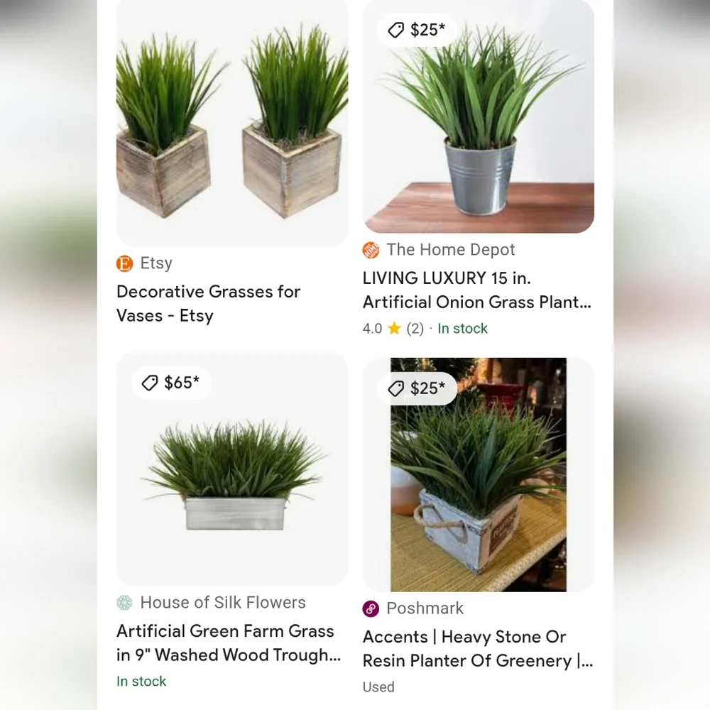 NEW! 2- Artificial Potted Grass Plants